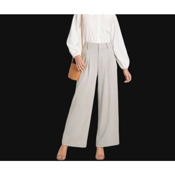 a new day Pants - a new day Wide Leg Trousers Pants Ladies Mid Rise Medium Light Grey Work Office